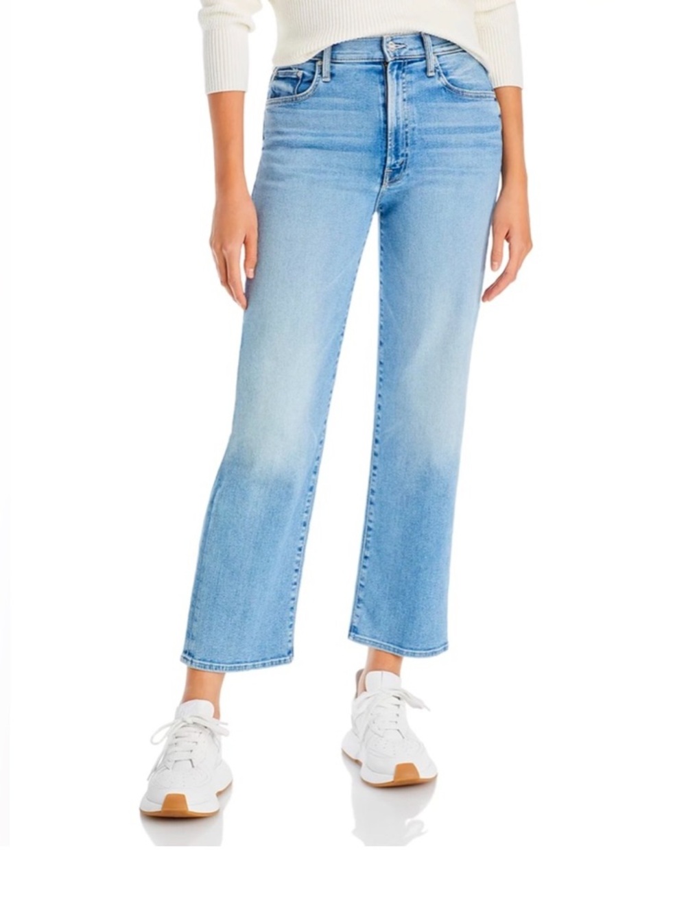 MOTHER Light Blue Straight Crop Jeans